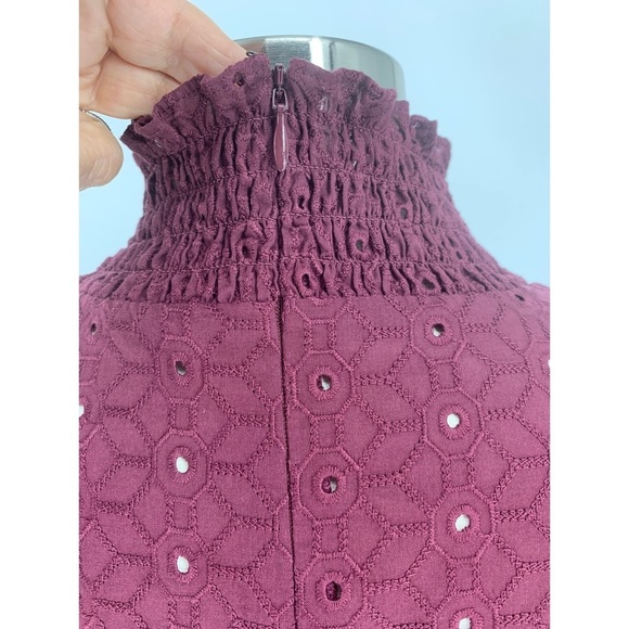 Veronica Beard 100% Cotton Long Sleeve Smocked High Neck Women’s Top - Picture 7 of 13